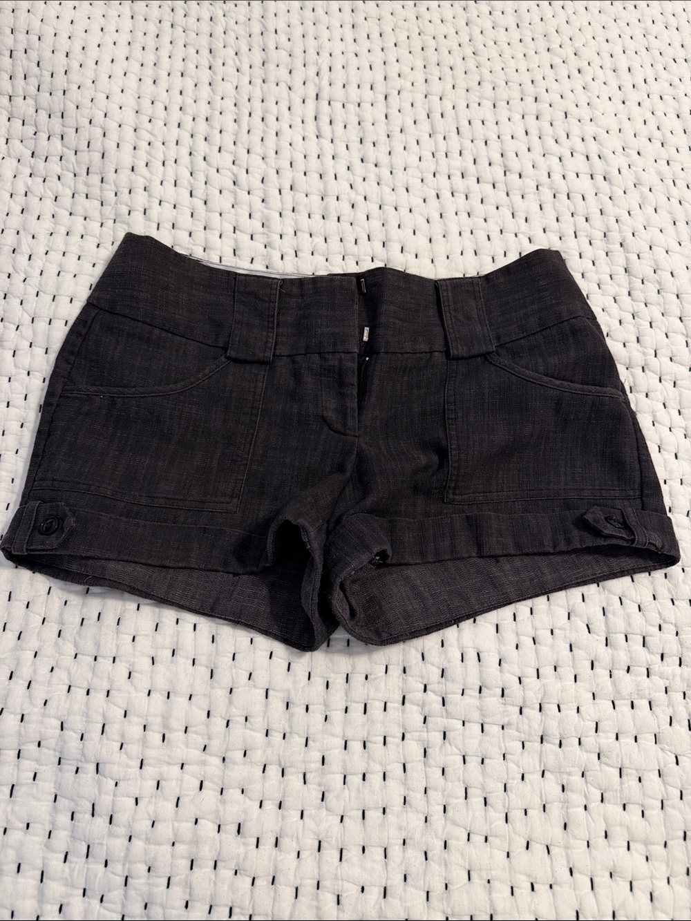 Studio Y Charcoal Low-Rise Cuffed Jean Shorts